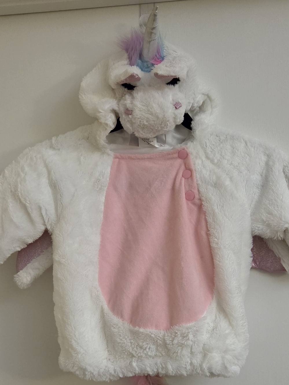White & Pink Unicorn Hooded Kids Jacket - Plush Costume Hoodie